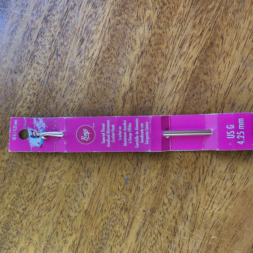 Boye Tapered Throat Anodized Aluminum Crochet Hook US G / 4.25 mm New